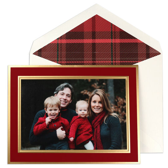 Crimson and Gold Foldover Photo Holiday Cards